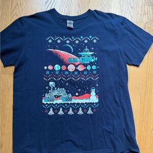 Christmas Space Invaders Ugly Sweater Tee Shirt XL
